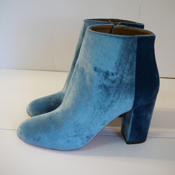 aquazzura blue velvet boots
